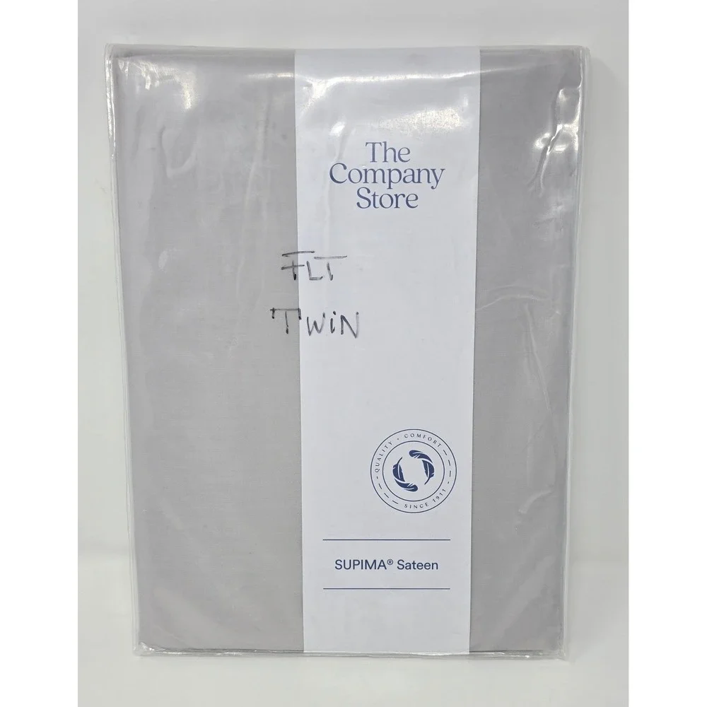 The Company Store Legends Hotel Supima Cotton Sateen Flat Sheet Twin Light Gray